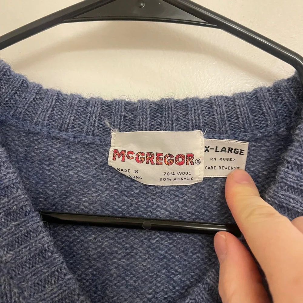 Vintage McGregor Wool Blend Plaid Blue Sweater Vest Preppy Academic Fall College